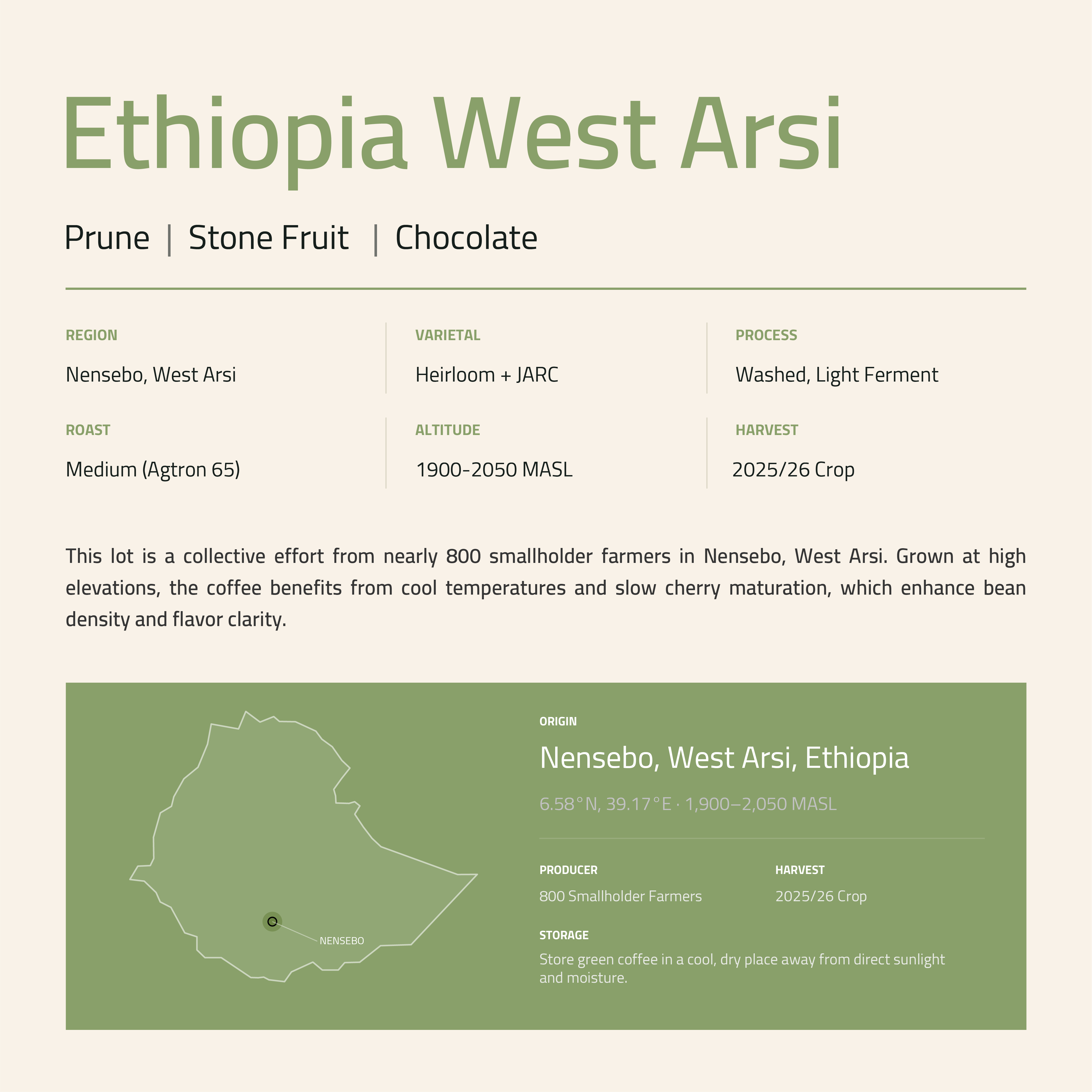 Ethiopia West Arsi Green Coffee Beans