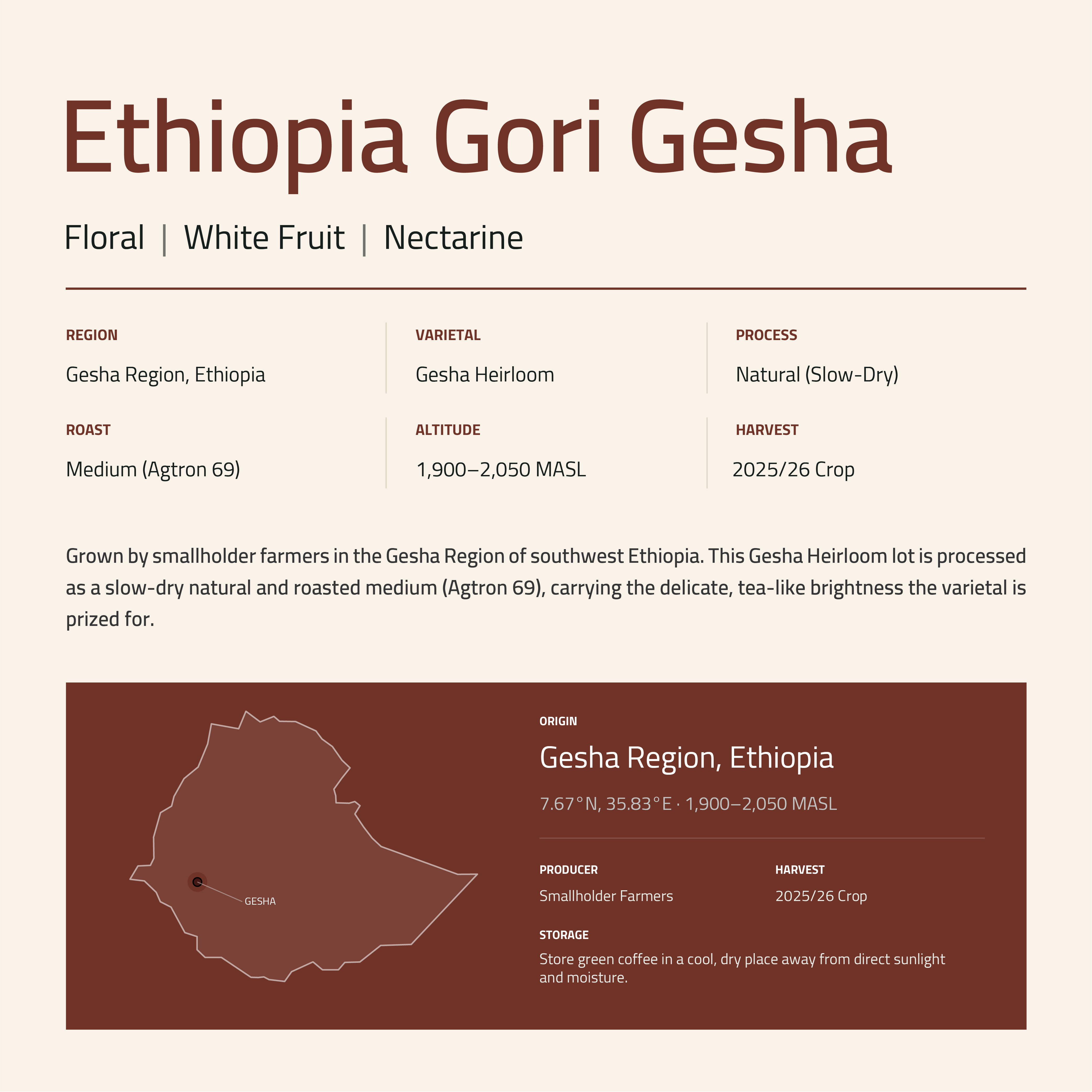 Ethiopia Gori Gesha Roasted Coffee Bean